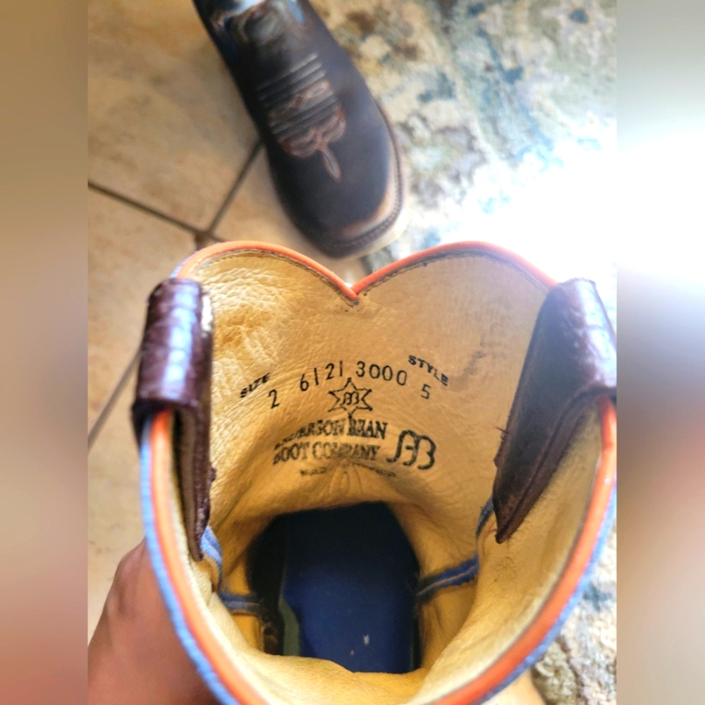 Anderson Bean Brown and Blue Cowboy Western Boots Kids - Picture 3 of 7